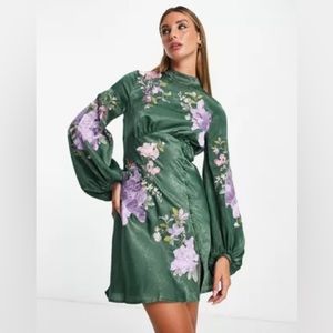 ASOS embroidered satin dress NWT!